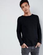 Asos Design Knitted Boucle Sweater In Black - Black