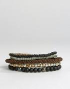 Icon Brand Mixed Beaded Bracelet Pack - Brown