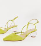Asos Design Wide Fit Sunset Knotted Ball Heels In Chartreuse - Green
