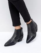 St Sana Studded Angular Heel Boot - Black