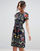 Uttam Boutique Dress In Floral Print - Navy