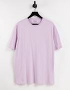 Selected Homme Organic Cotton Oversize Fit T-shirt With High Neck In Lilac-purple
