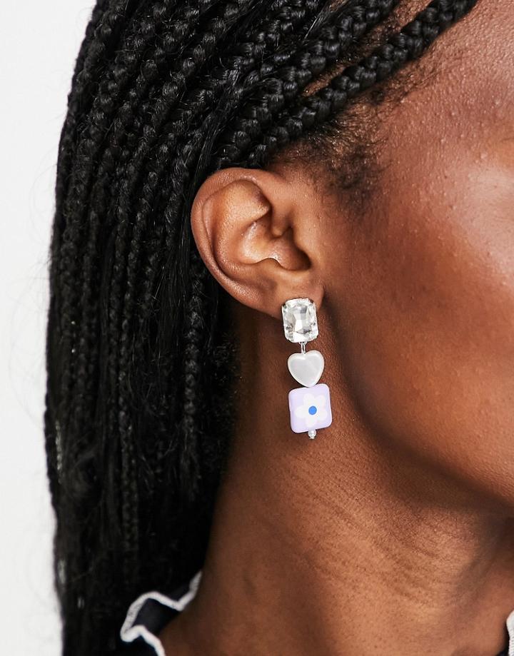 Topshop Asymmetric Mixed Resin Drop Earrings In Multi