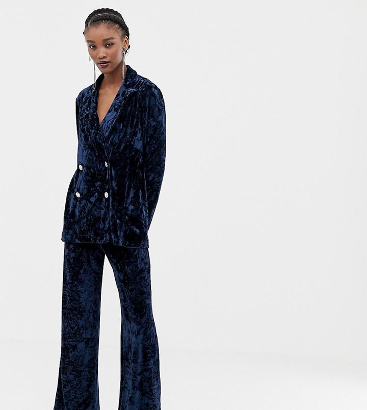 Reclaimed Vintage Inspired Wide Leg Pants In Velvet-blue