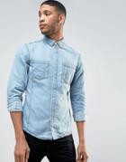 Esprit Slim Fit Long Sleeve Denim Shirt - Blue