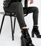 Asos Design Elm Wide Fit Chunky Lace Up Boots - Black
