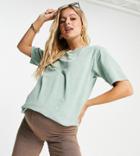 Asos Design Maternity Oversized T-shirt In Washed Sage-green