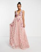 Maya Heart Scatter Embellished Maxi Prom Dress In Pink