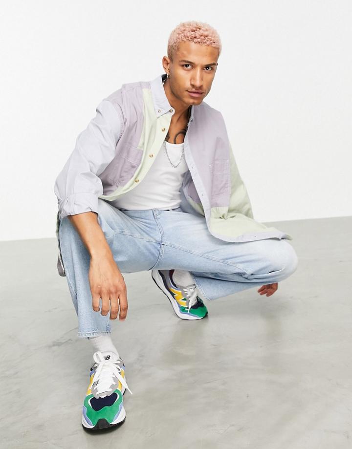 Asos Design Extreme Oversized 90s Style Patchwork Shirt-multi