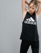 Adidas Training Logo Tank In Black - Black