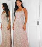 Maya Petite All Over Delicate Sequin Paneled Maxi Dress In Pink
