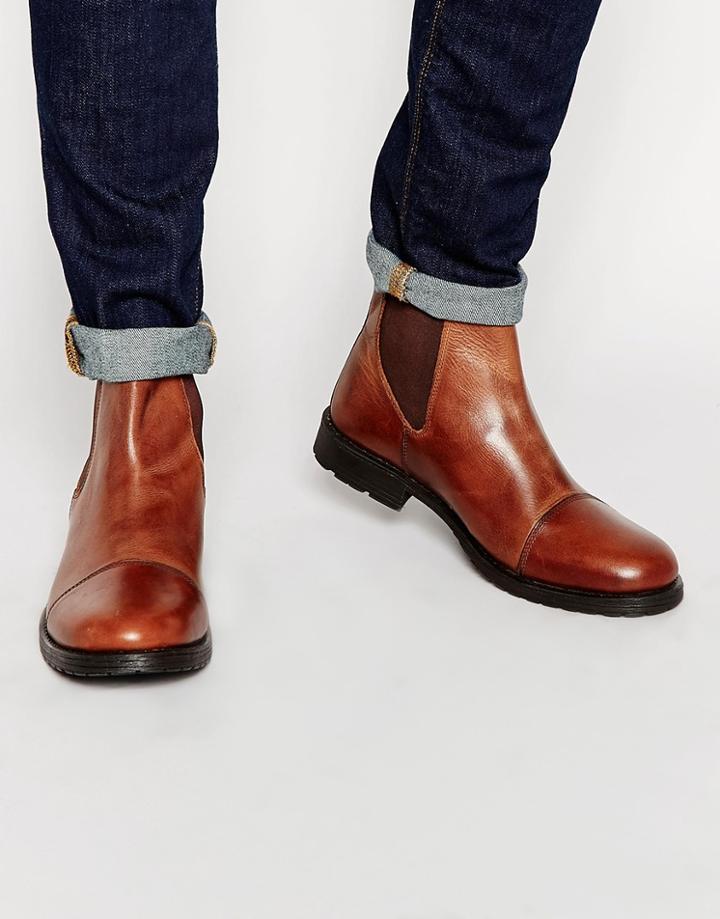 Jack & Jones Radnor Leather Chelsea Boots - Brown