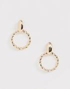 Asos Design Earrings With Twist Open Circle Drop In Gold Tone