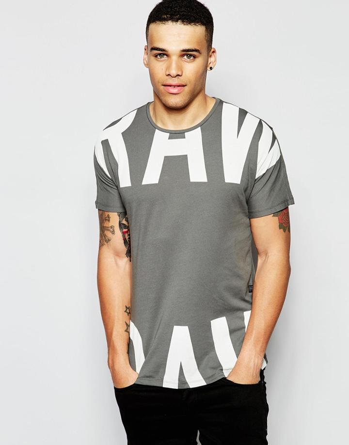 G-star T-shirt Codar 1 Crewneck Large Split Logo In Gs Gray - Gs Gray