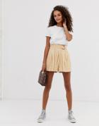Asos Design Stripe Shorts With Paperbag Waist And Coconut Effect Buckle-multi
