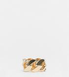 Asos Design Curve Ring With Chain Design In Gold Tone
