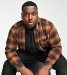 Only & Sons Plus Brushed Check Shirt In Brown