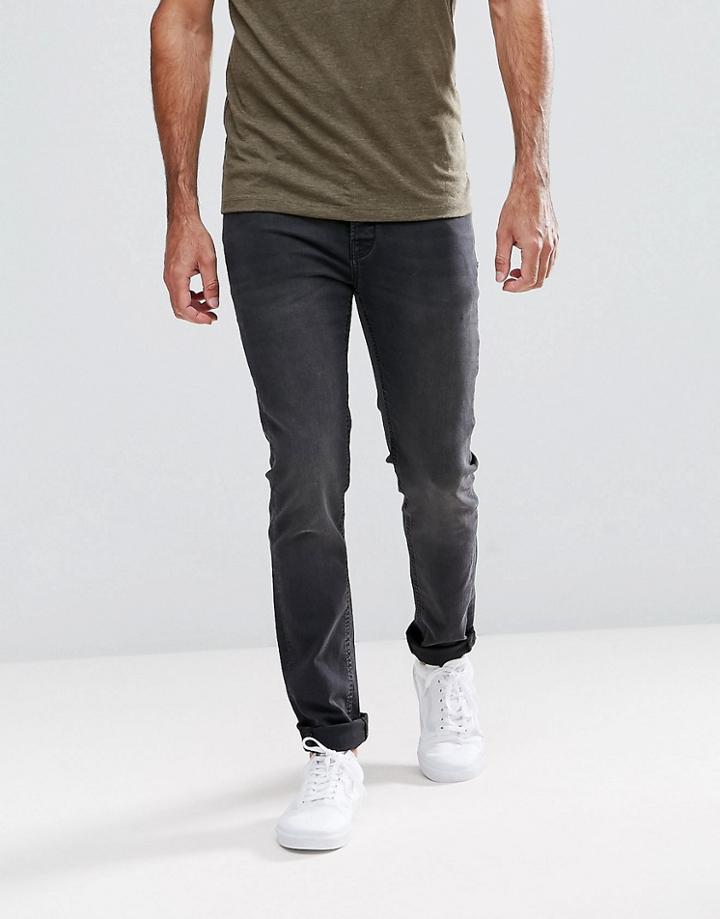 Hoxton Denim Skinny Jeans In Washed Black - Black