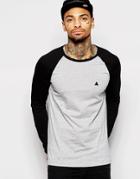 Asos Long Sleeve T-shirt With Contrast Raglan Sleeves And Logo - Gray