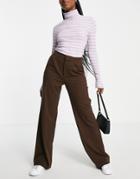 Pull & Bear Tailored Relaxed Pants In Brown