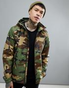 The North Face Millerton Jacket Hooded Waterproof In Green Camo Print - Green