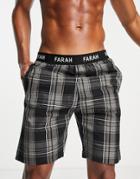 Farah Briggs Lounge Shorts In Black And Gray Check