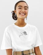 Monki Oversized T-shirt With Kissing Girls Image In White - White
