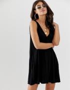 Asos Design Ultimate Swing Dress With Concealed Pockets-black