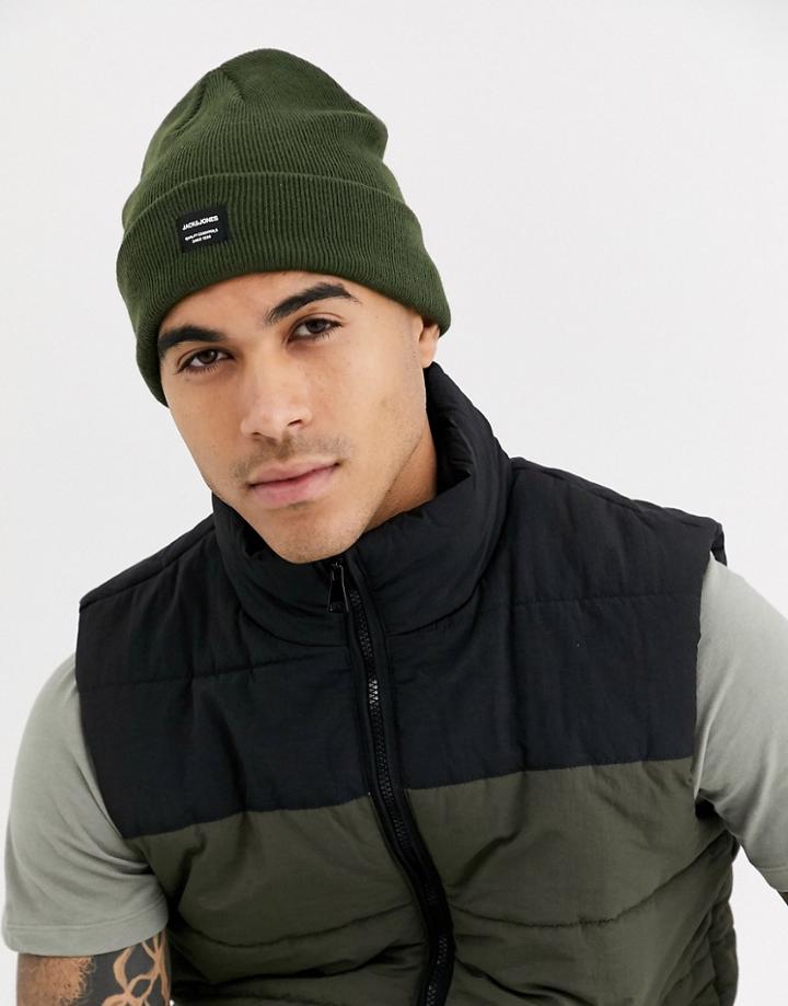 Jack & Jones Knitted Beanie In Green