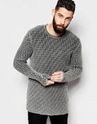 Asos Sweater With Zig Zag Stitch Detail - Black