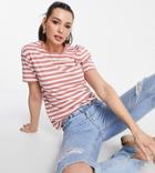 Asos Design Tall Ultimate T-shirt In Terracotta And White Stripe-multi