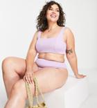 Simply Be Crinkle Bikini Set In Lilac-purple