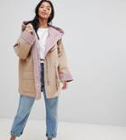 Asos Petite Waterfall Parka With Contrast Liner - Multi