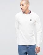 Fila Vintage Long Sleeve Polo Shirt With Retro Collar - White