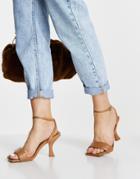 Asos Design Hera Padded Barely There Sandals In Tan-brown