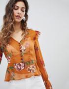 Miss Selfridge Floral Button Front Blouse - Multi