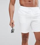 Asos Design Tall Swim Shorts In White In Mid Length - White