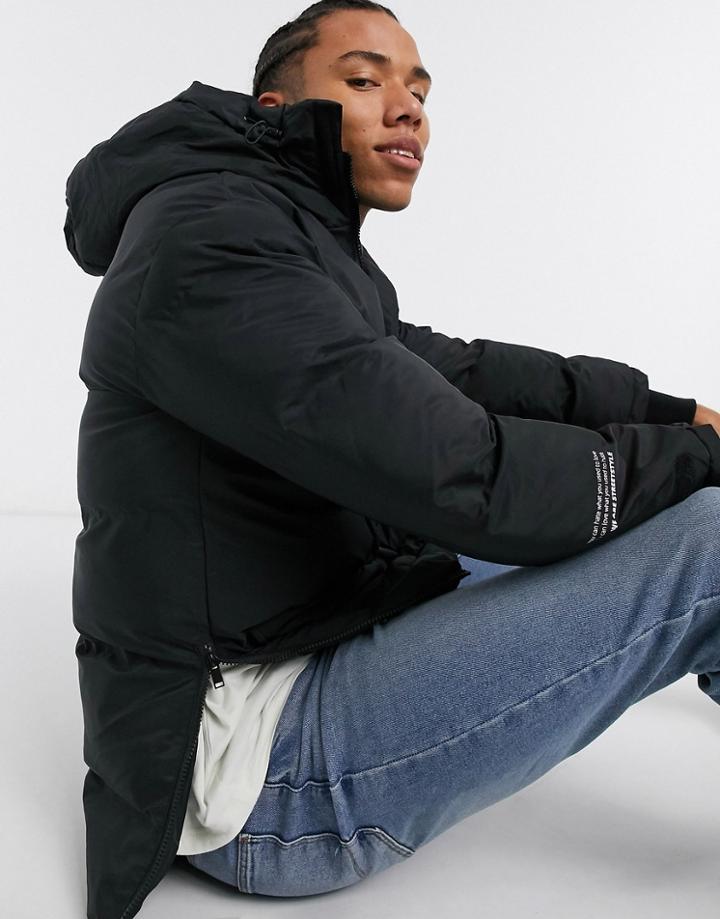 Sixth June Oversized Puffer Jacket With Pocket Detail In Black