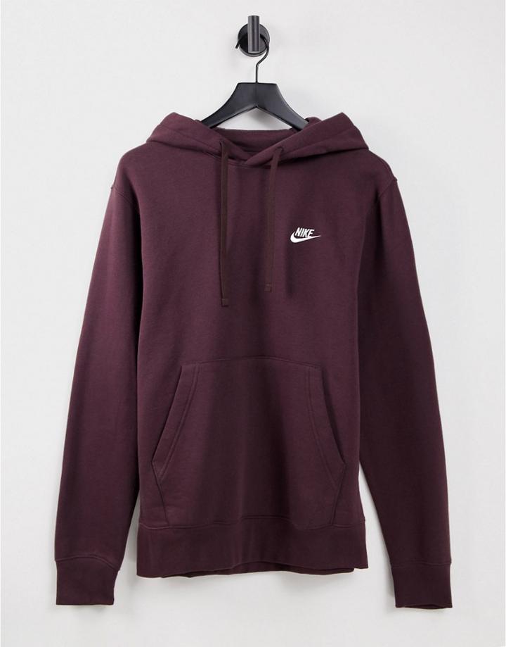 Nike Club Fleece Hoodie In Dark Brown