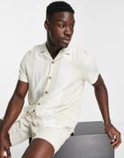 Asos Design Relaxed Revere Bowling Shirt In Viscose-neutral