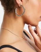 Asos Design 50mm Hoop Earrings In Twist Design In Gold Tone