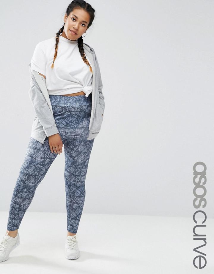 Asos Curve Legging In Sketchy Check Print - Multi