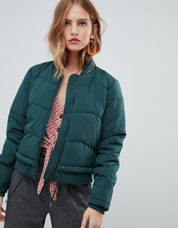 Only Elastic Hem Padded Jacket - Green