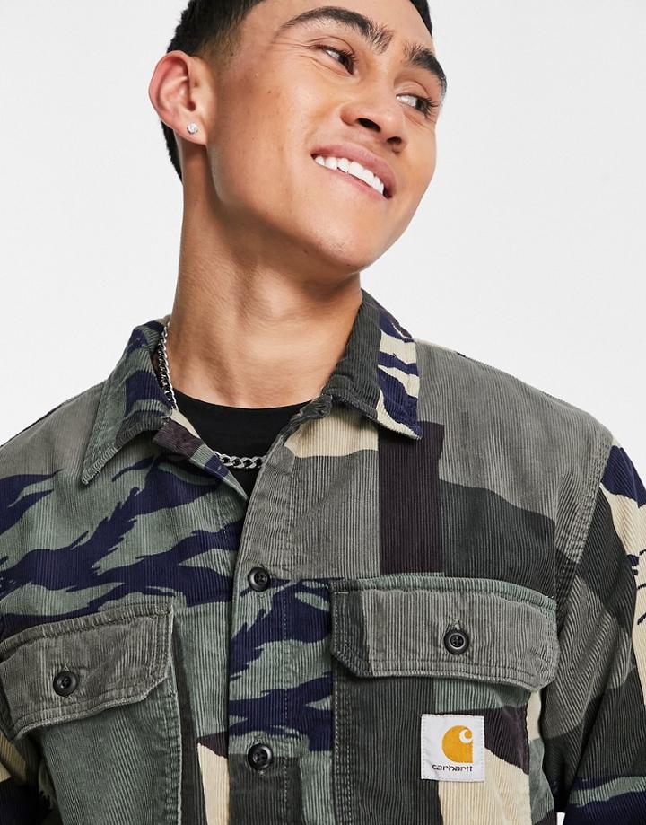 Carhartt Wip Dixon Cord Overshirt In Camo-green