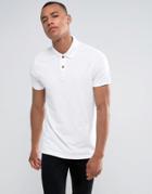 Hollister Slim Fit Pique Polo Seagull Embroidery In White - White