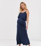 New Look Maternity Strappy Double Layer Maxi Dress In Navy