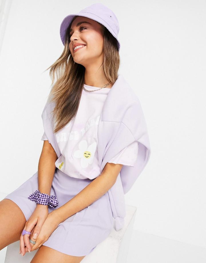 Monki Mai Cotton Oversized Balance Babe T-shirt In Purple Tie Dye