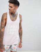 Asos Design Extreme Racer Back Tank With Lads Print - Pink