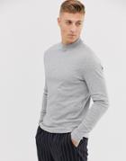 New Look Turtleneck Long Sleeve T-shirt In Gray Marl