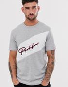 River Island T-shirt With Blocked Prolific Print In Gray